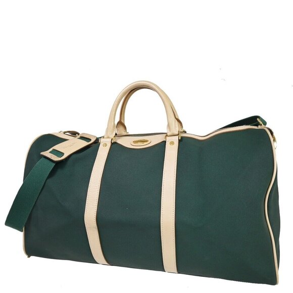 Christian Dior Sports 2Way Boston Hand Bag PVC Leather Canvas Green - Picture 1 of 16